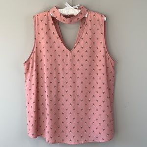 Perch by Blu Pepper pink semi sheer sleeveless floral print blouse tunic